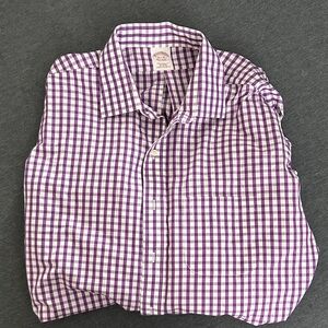 Brooks Brothers Purple and White Checkered Shirt - French Cuff